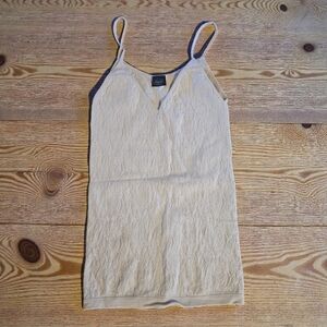 Express Cream Textured V-Neck Top